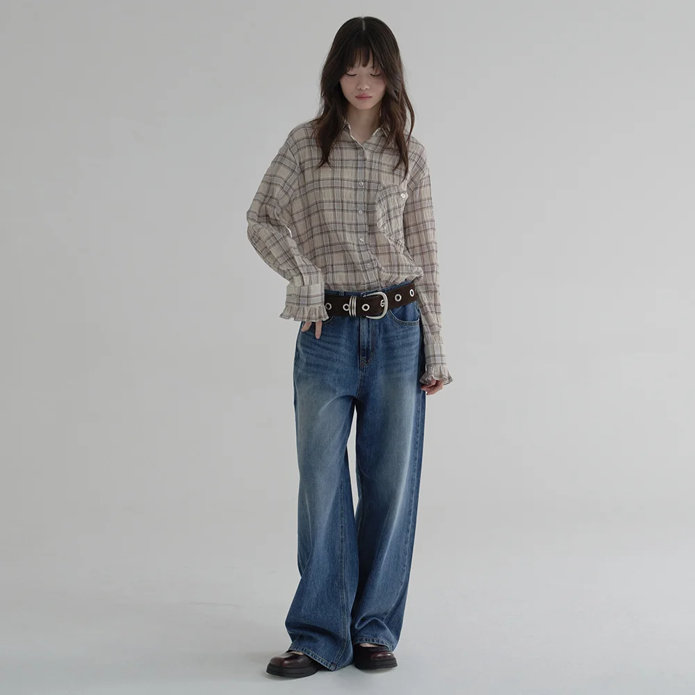 RIVET WIDE DENIM PANTS (BLUE)