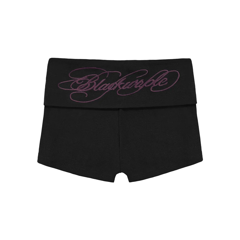 腮紅 翻摺 修身 短 褲子_黑色 Blush Fold Slim Short Pants_Black