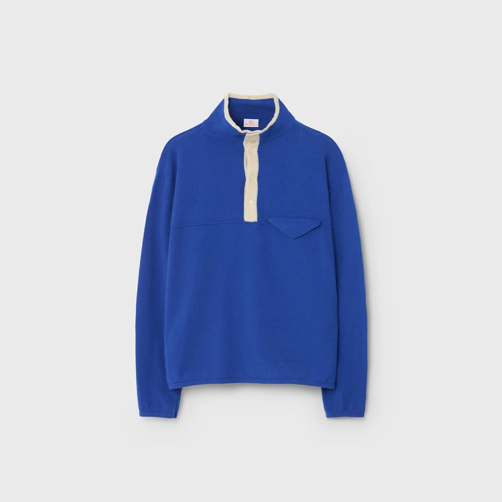 CASHMERE SNAP PULLOVER KNIT (BLUE)