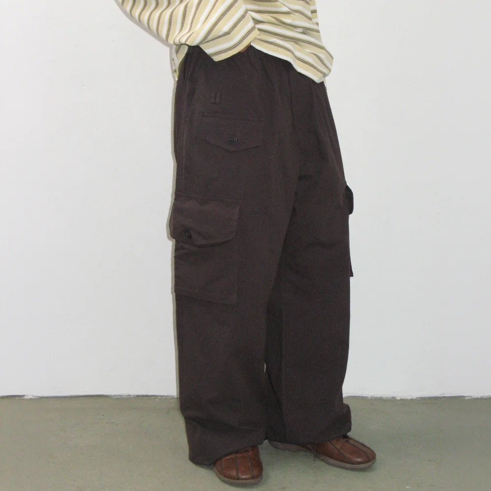 WIDE POCKET CARGO PANTS CHARCOAL