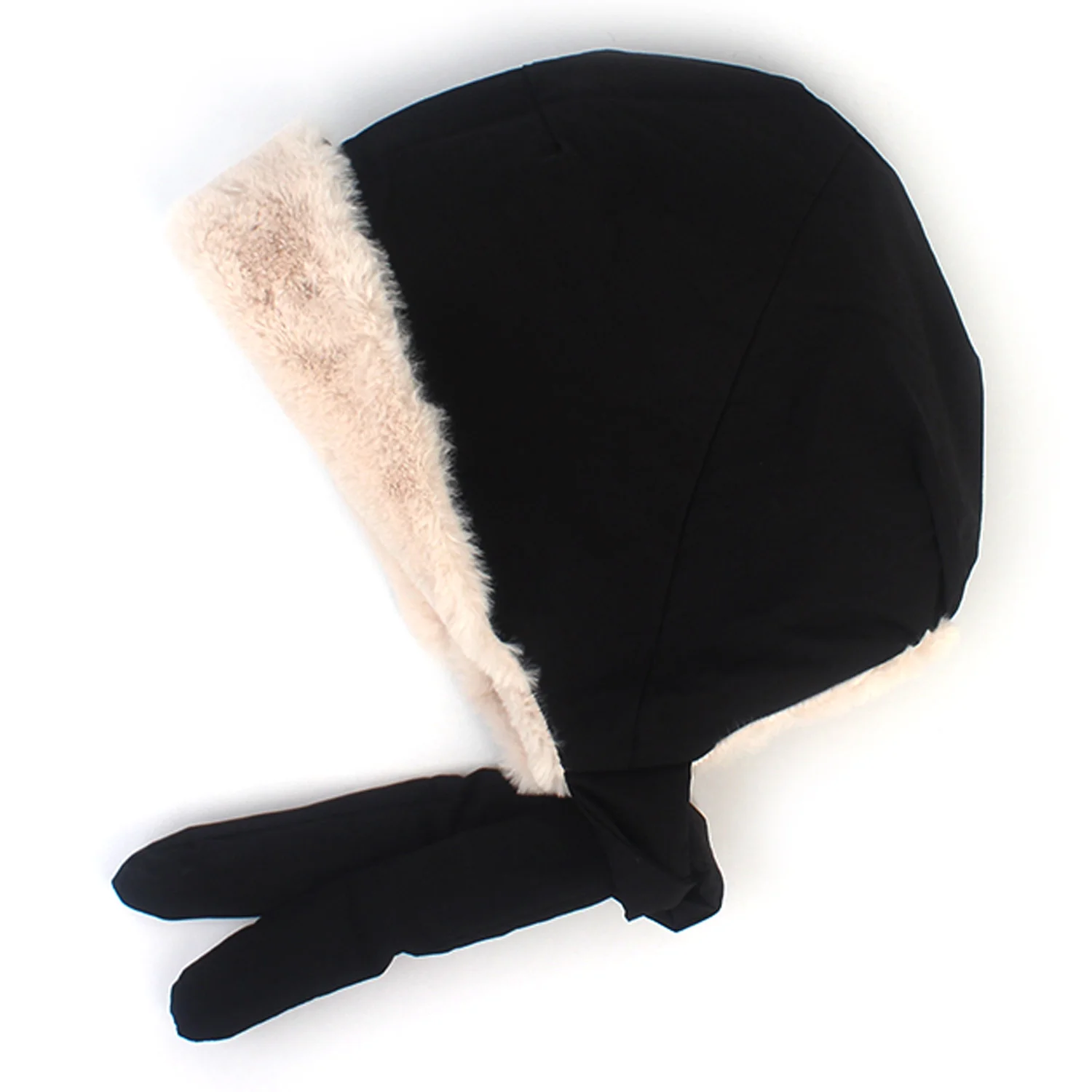 Poly Fur Black Bonnet Hat Bonnet Hat