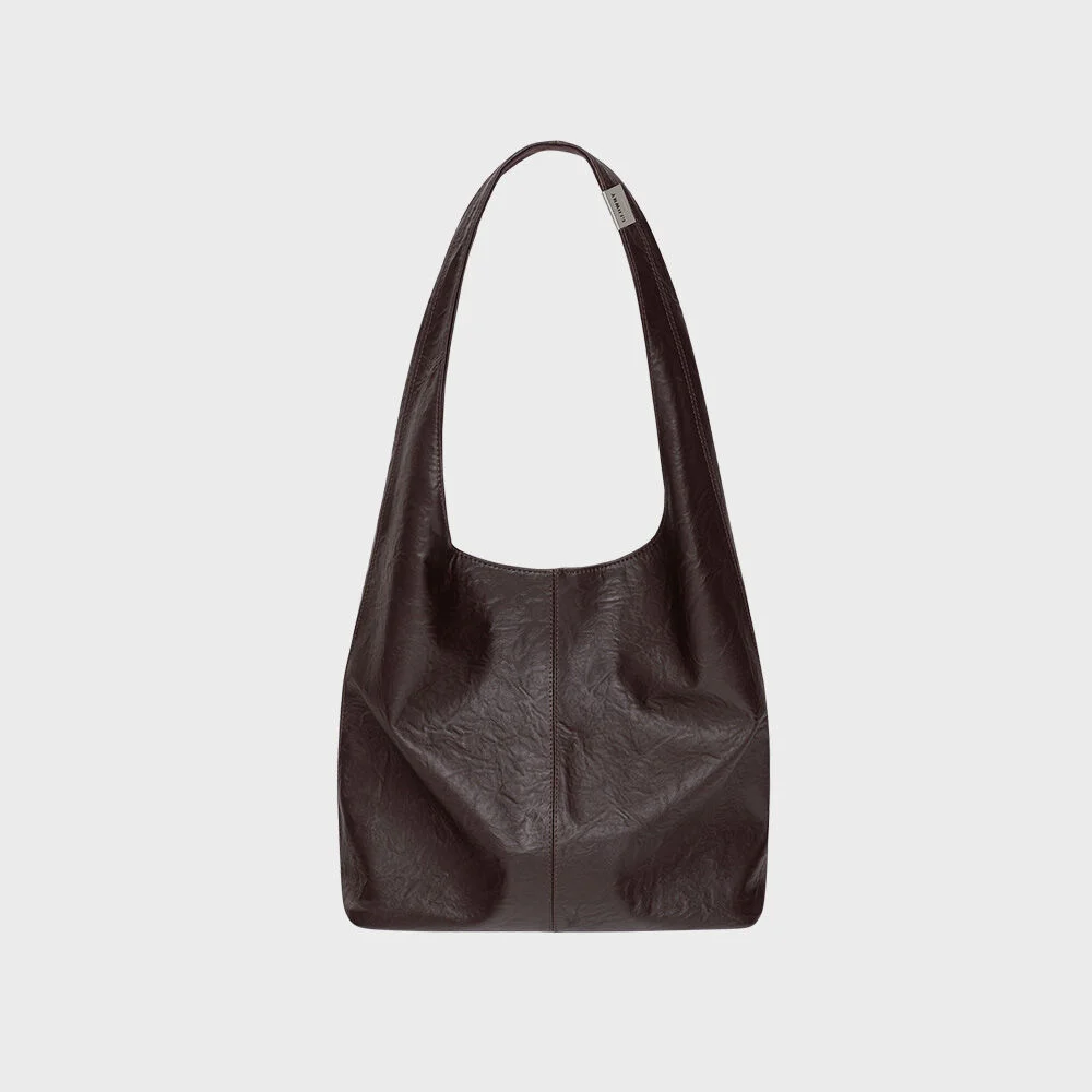 G LEATHER SHOULDER BAG (BROWN)
