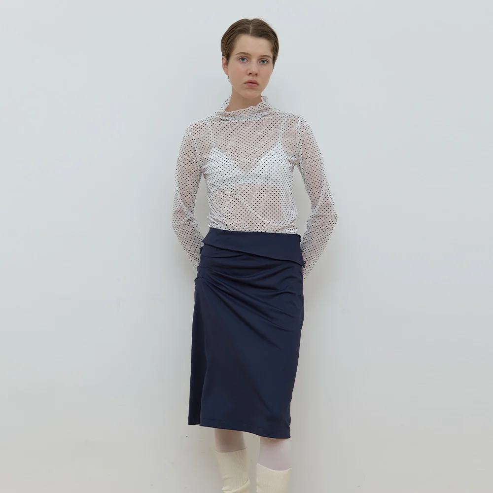 PIN TUCK JERSEY SKIRT_NAVY