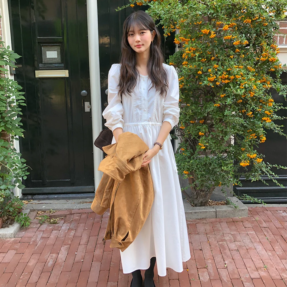 Annie Frill long Dress - ivory