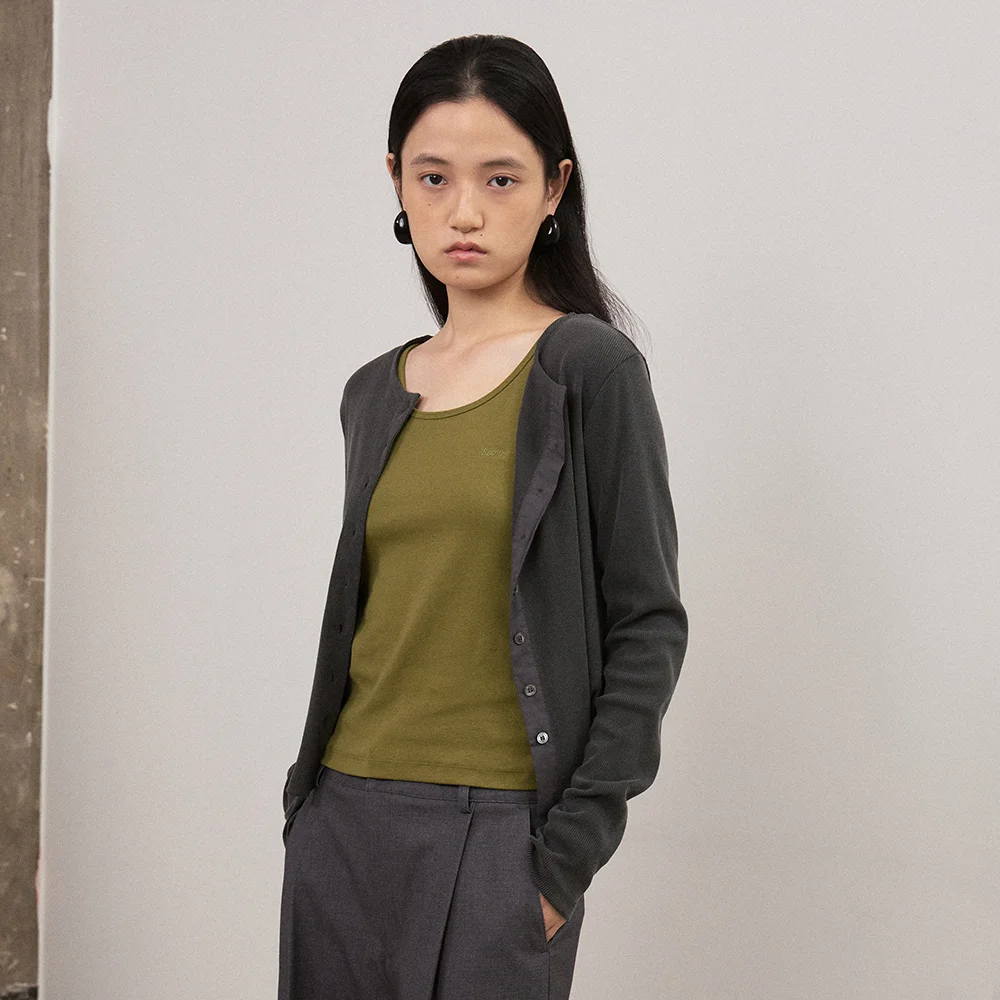 PONY ROUND CARDIGAN (CHARCOAL)