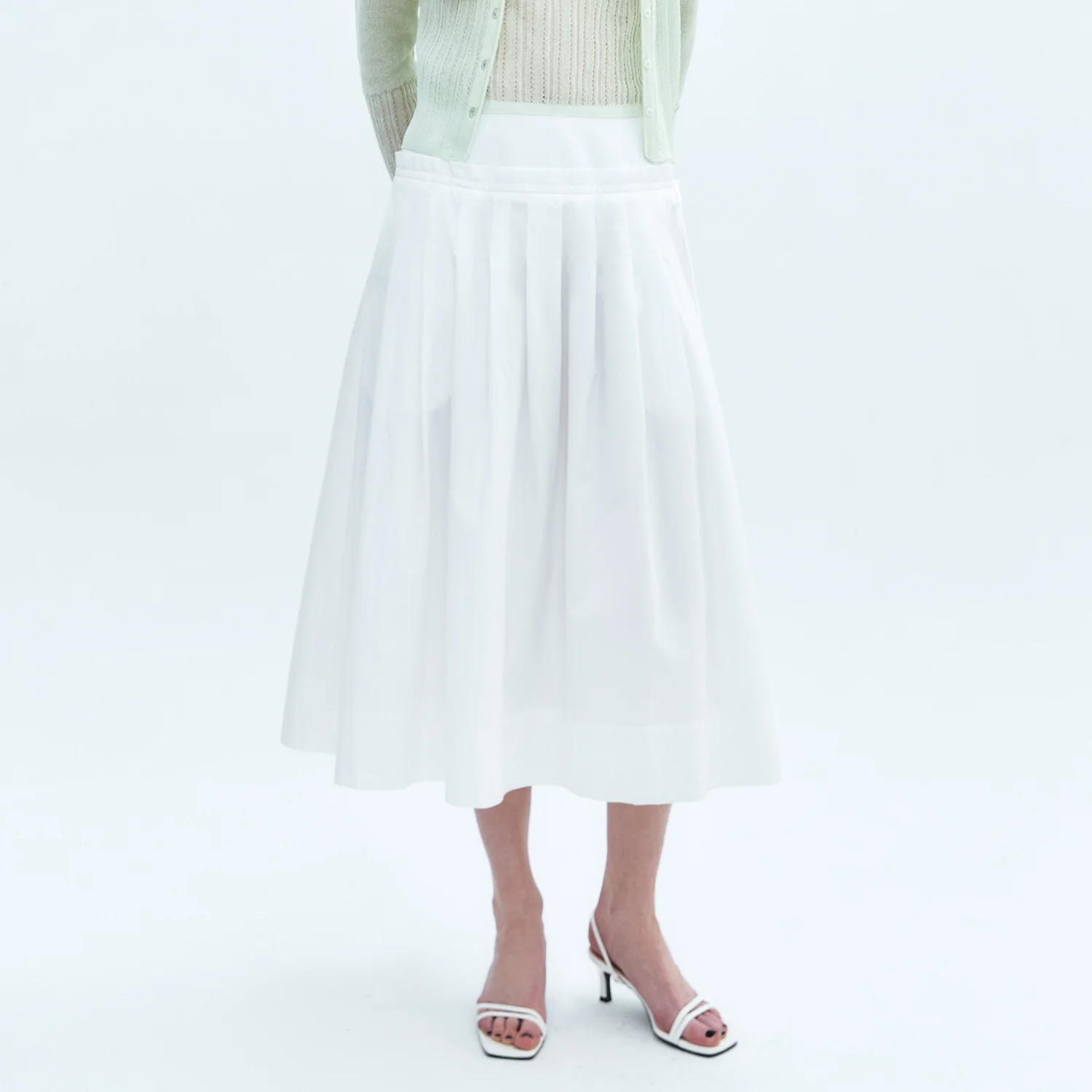 Pleated Full Midi Skirt OFF WHITE