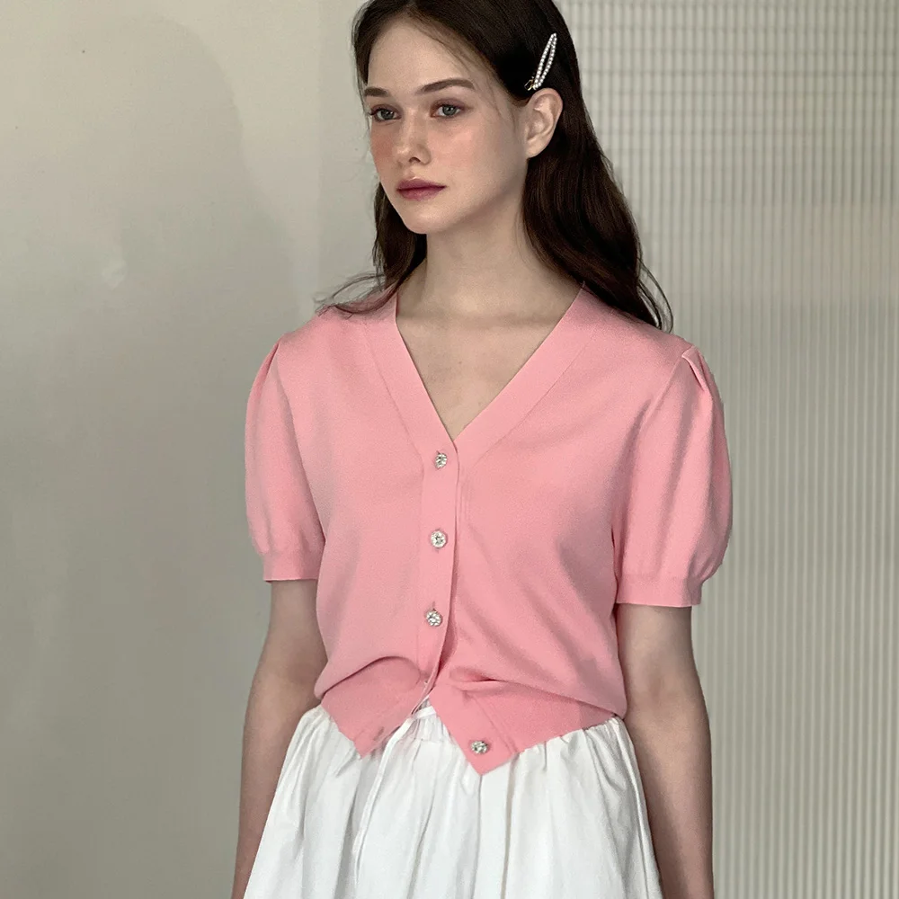 Lautre Ambre shine Pink knit cardigan