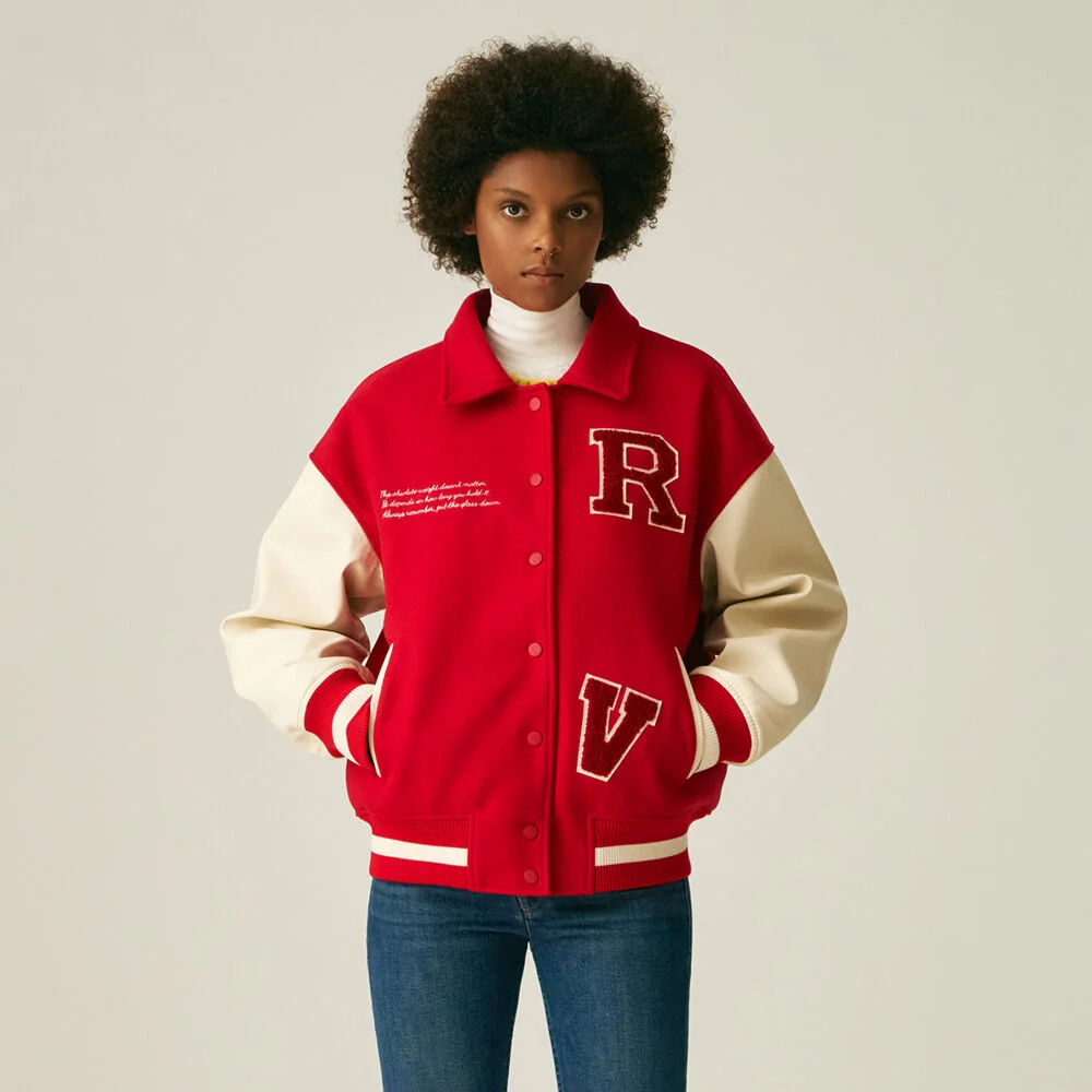 (UNISEX)60100 WOOL VARSITY JACKET_RED