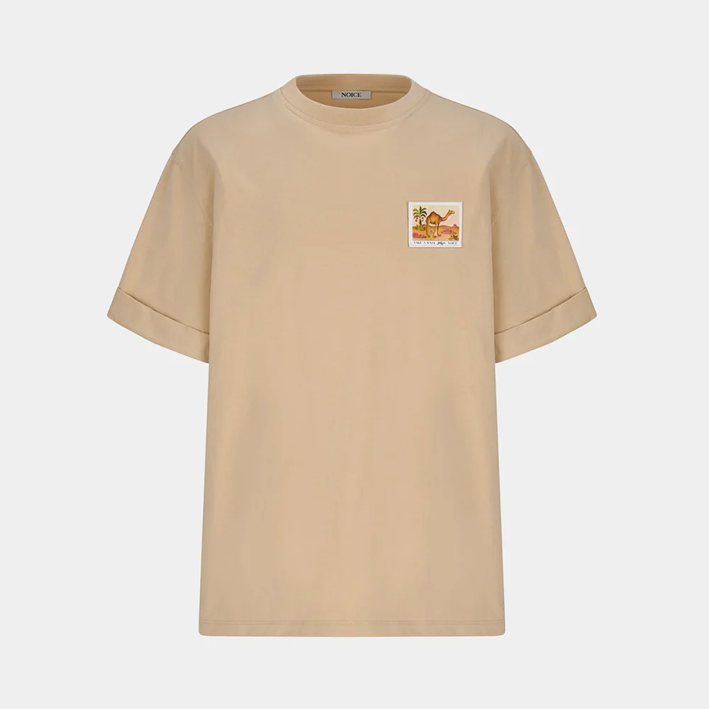 M CAMEL CUFFED T-SHIRT - BEIGE