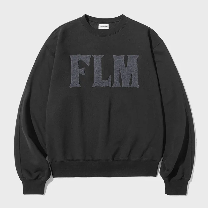 FLM 圈圈紗 標誌 衛衣-黑色