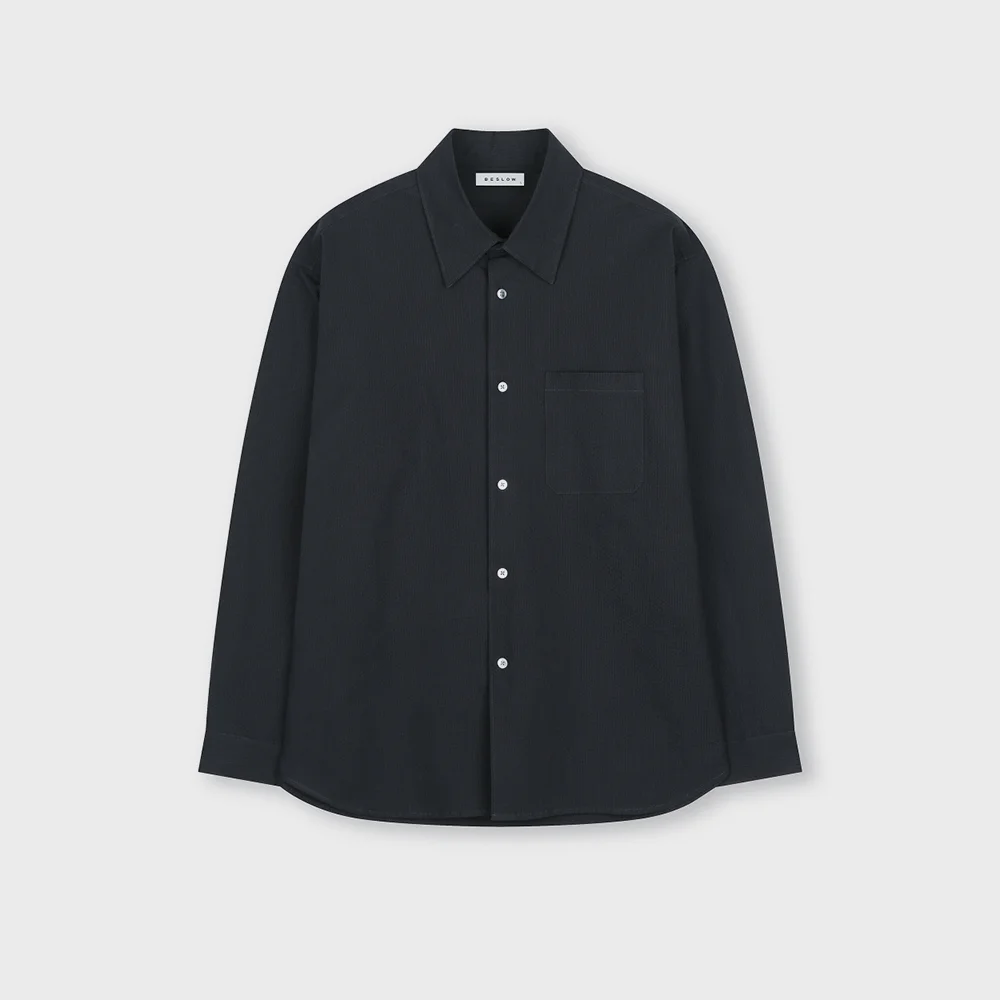 RIPPLE COTTON SHIRT NAVY