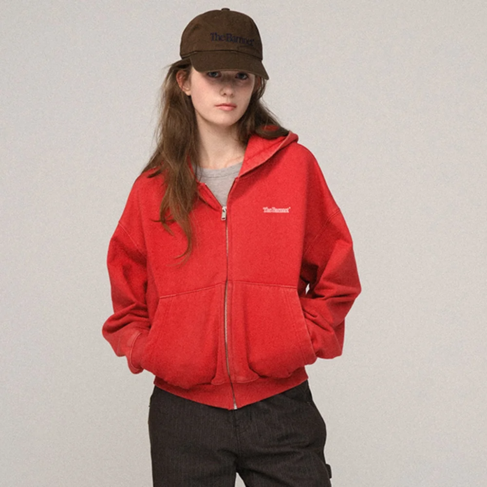 Sun-Faded Zip-Up Hoodie_Washed Red