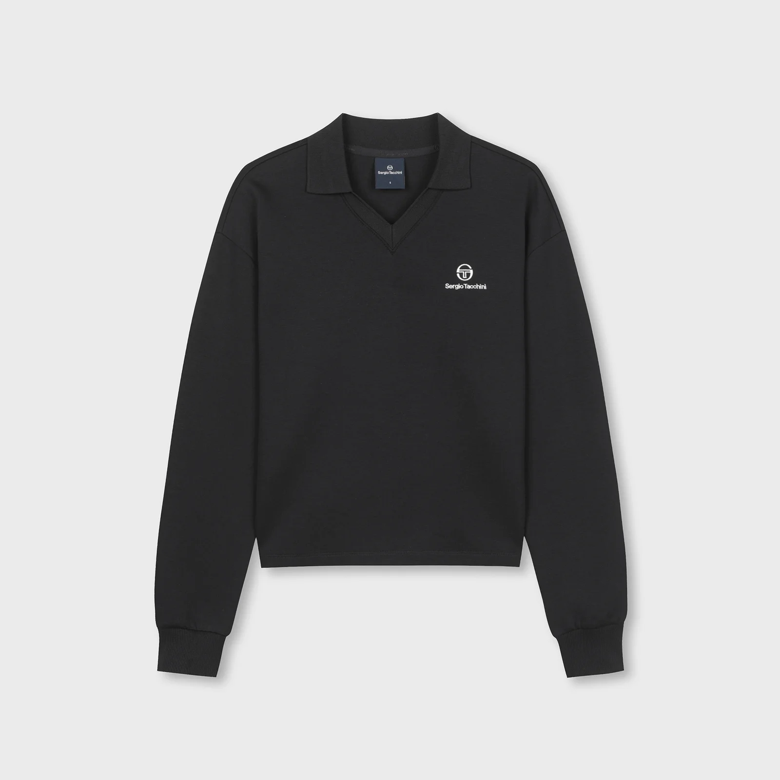 W Cush Light V領 短版 Polo 衛衣(BLACK)