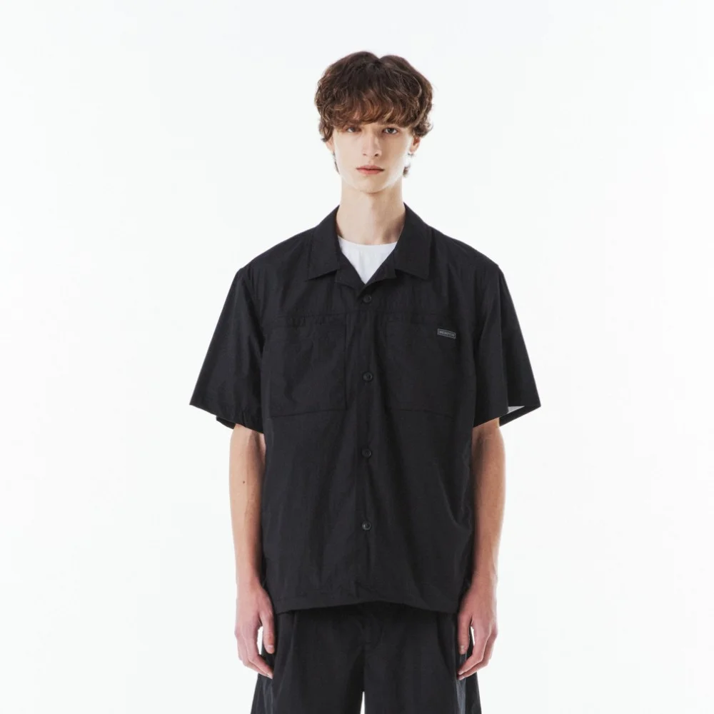 CREASE HALF SLEEVE JACKET - BLACK (P262MJK183)
