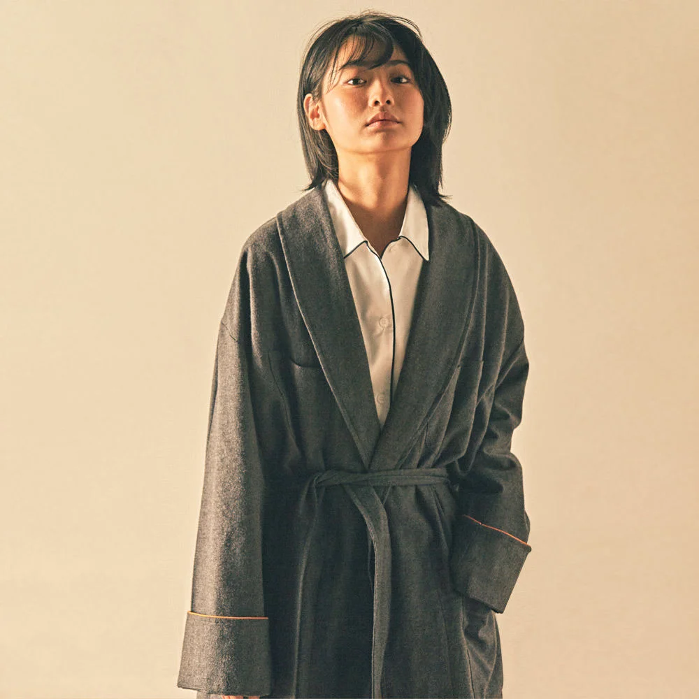 (W) Buffalo Robe Coat Flannel Fog Grey