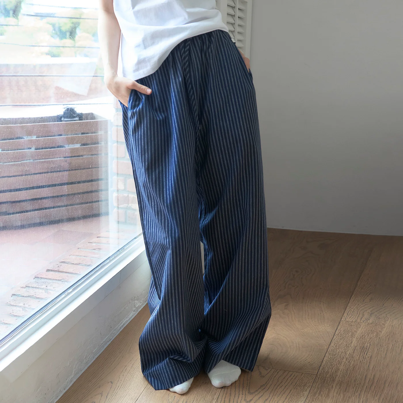 Pajama Long Pants / Navy Stripe 睡褲