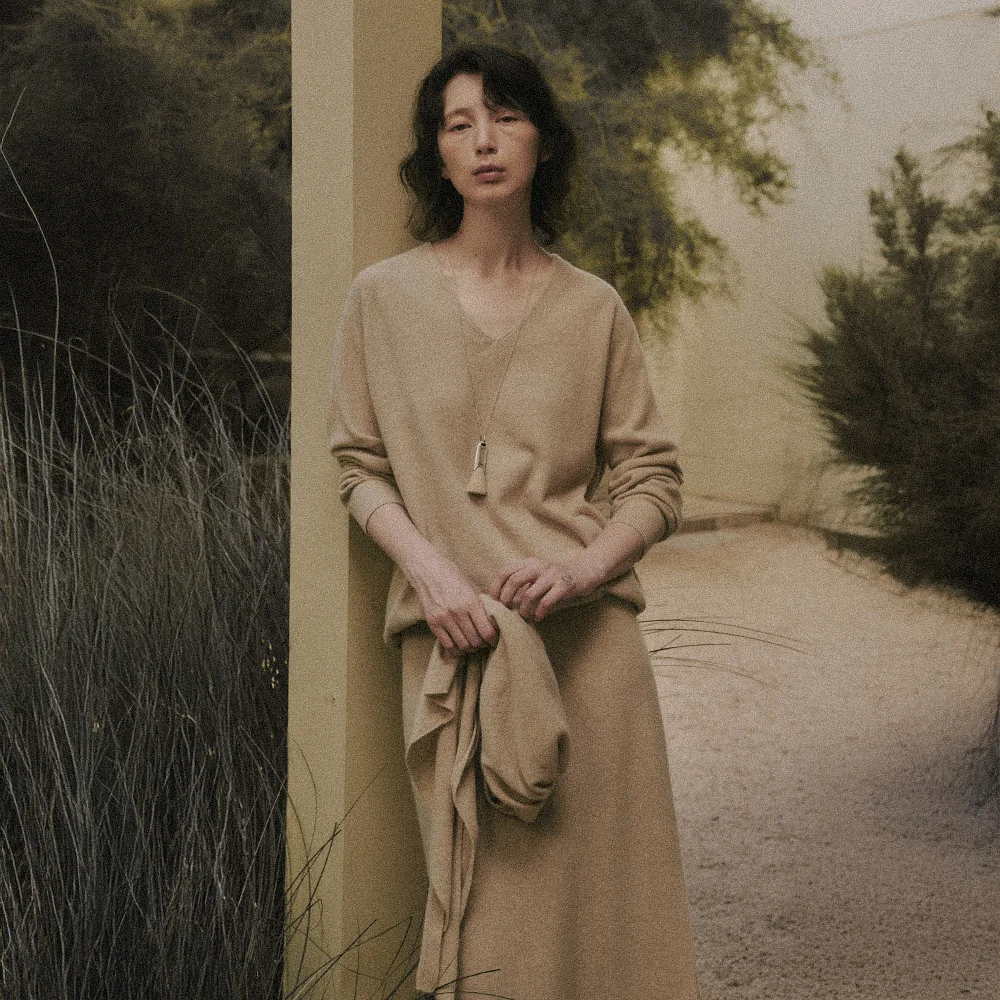 HOPE WOOL V-NECK KNIT_BEIGE