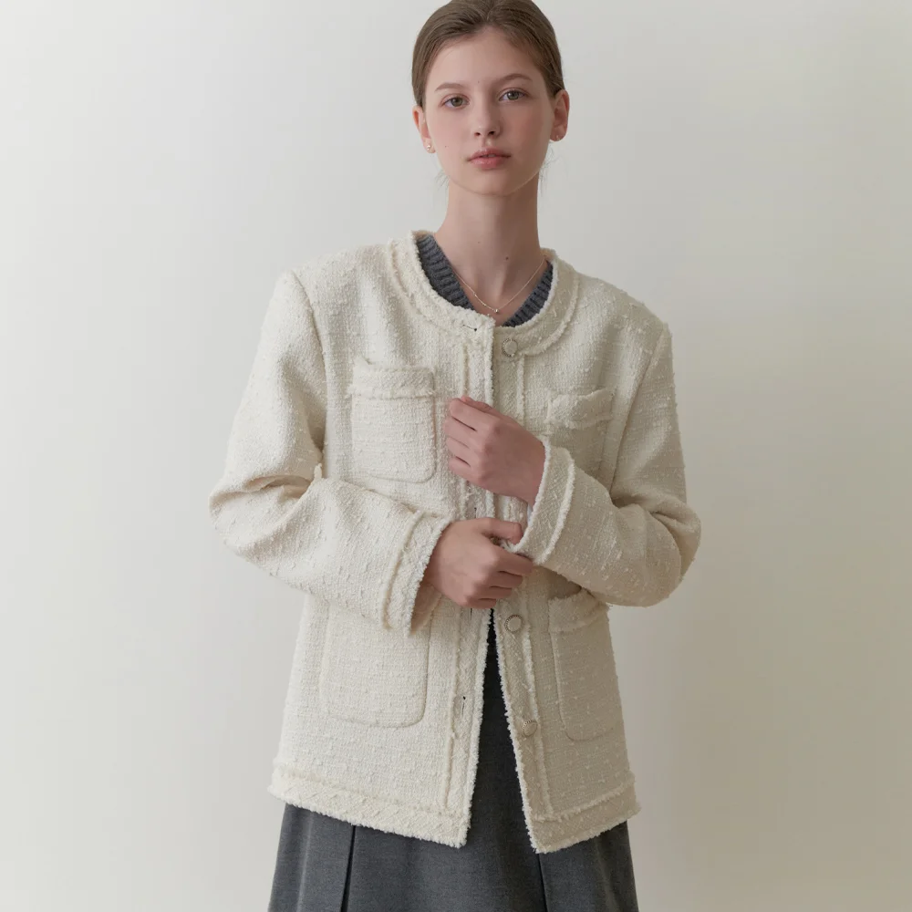 Mate tweed wool jacket (ivory)