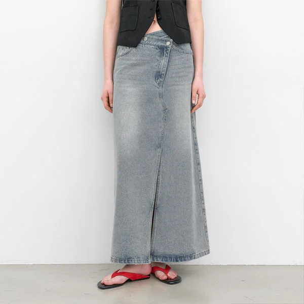 UNBALANCED DENIM MAXI SKIRT (SK-5096)