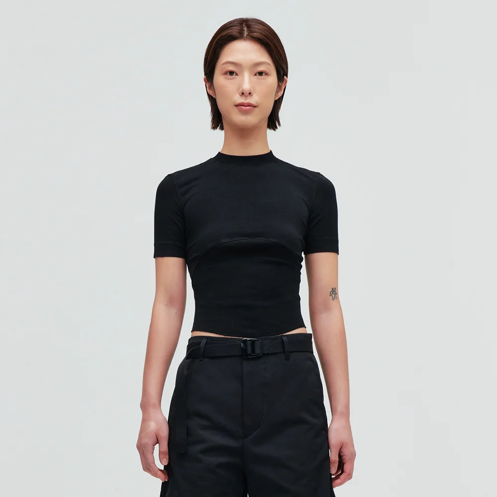 WOMEN'S 1/2 T-SHIRTS (BLACK)