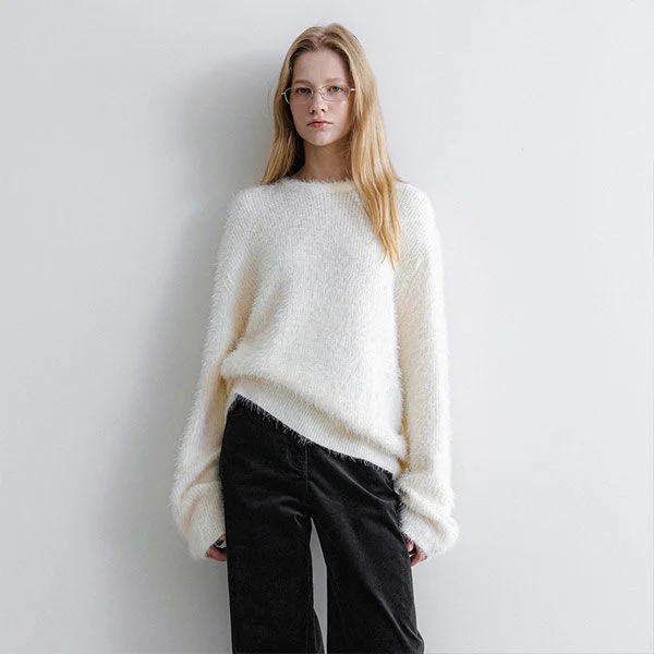 GLOW FLUFFY KNIT PULLOVER (T-7155)