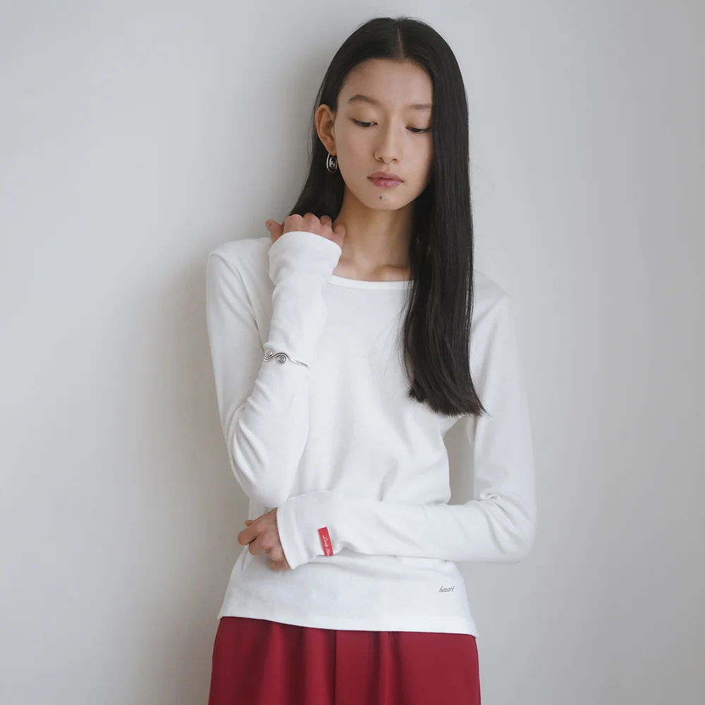 Jane 基本款 羅紋 長袖_象牙色
