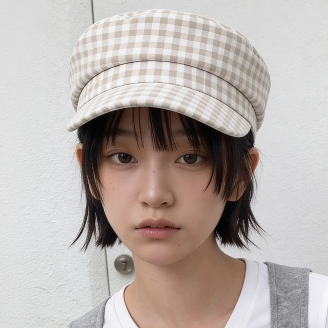 格子紋 格紋 四季 軍帽 經典 Bellboy Cap MARINER / GINGHAM CK / BEIGE