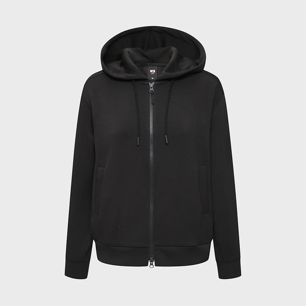 Flywork 柔軟 連帽衫 全拉鍊 外套 W_Black_KWP25144Z1
