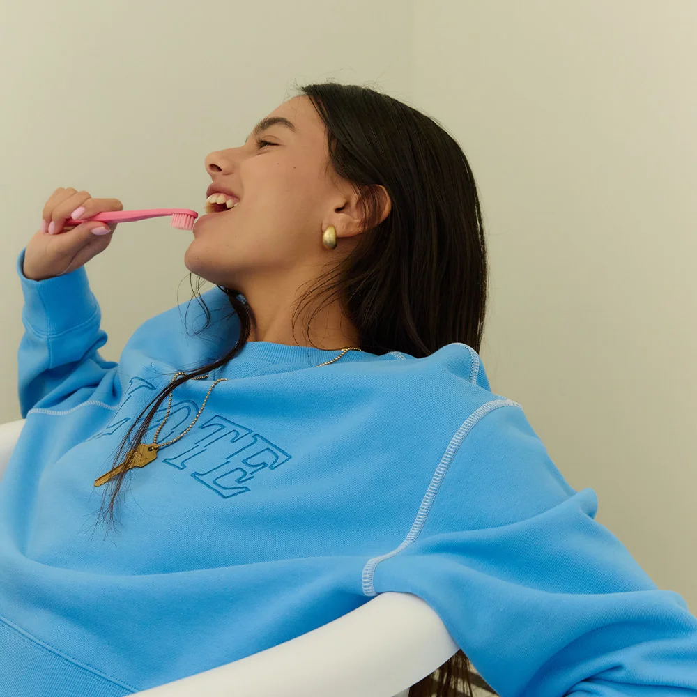 COTTON TERRY SWEAT SHIRT - BLUE